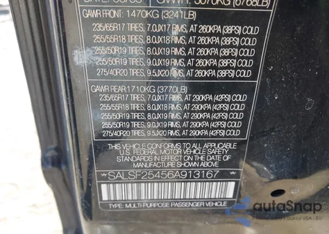 2006 Land Rover Range Rover Sport Hse z USA, uszkodzony, nr VIN SALSF25456A913167